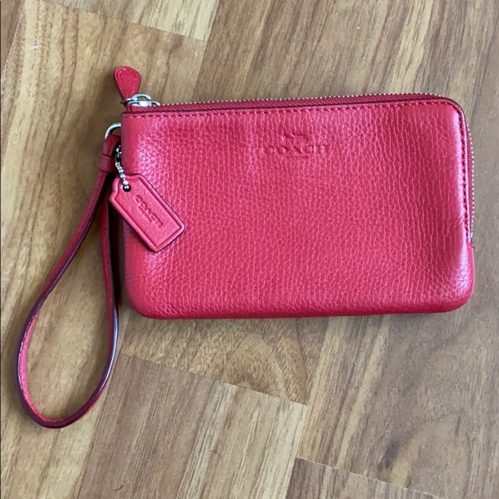 Authentic Coach Double Corner Zip Wristlet